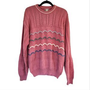 VINTAGE CARNET DE VOL Pink Cotton Blend Knit Sweater Large